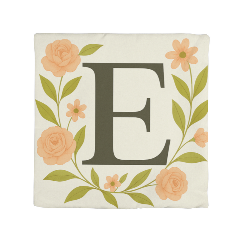 L O V E in Bloom – Premium Pillow Cover Set Letter E